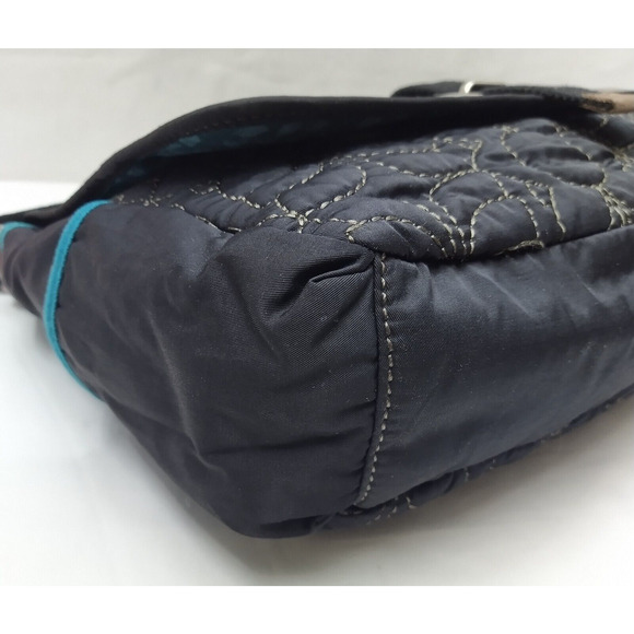 Fossil Black Nylon Floral Flap Closure Messenger Crossbody Bag - Picture 15 of 16